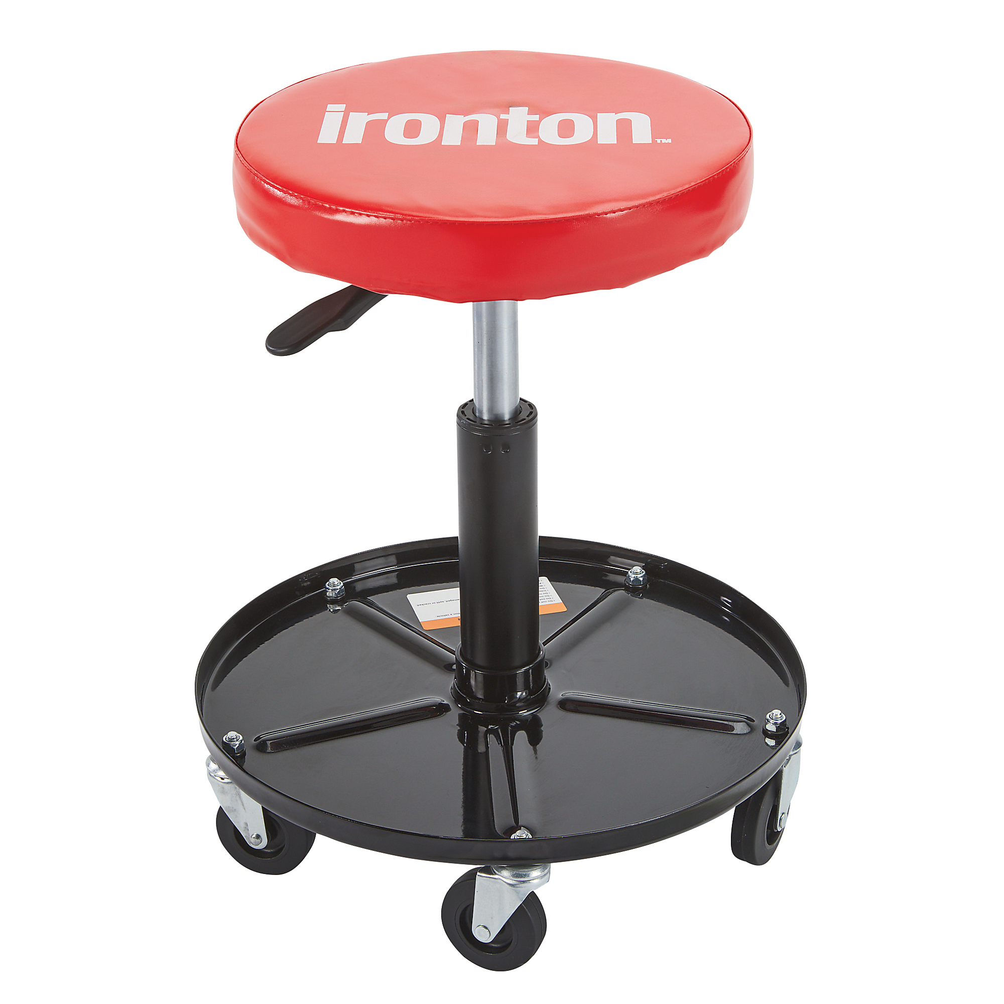 Ironton Pneumatic Roller Seat with Tool Tray, 300-Lb. Capacity, 16-5/8in.–20in.H